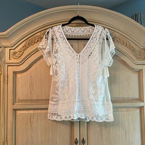 Womens White House black market shear lace small top